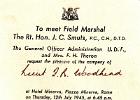 Invite to Dad from Major-General F H Theron inviting Dad to dinned with Field Marshal J.C.Smuts